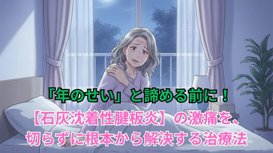 「年のせい」と諦める前に！【石灰沈着性腱板炎】の激痛を、切らずに根本から解決する治療法