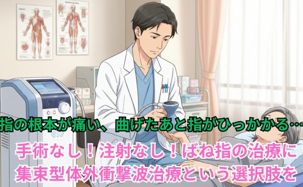 指の根本が痛い、曲げたあと指がひっかかる…手術なし！注射なし！ばね指の治療に集束型体外衝撃波治療という選択肢を
