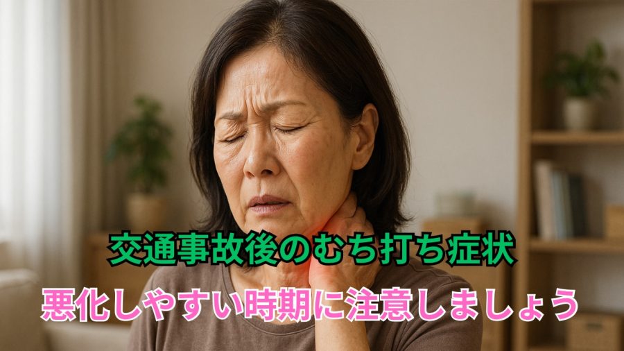 交通事故後のむち打ち症状、悪化しやすい時期に注意しましょう